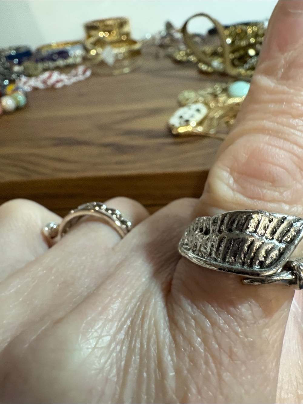 Sterling Silver Leaf Statement Ring - Silver
